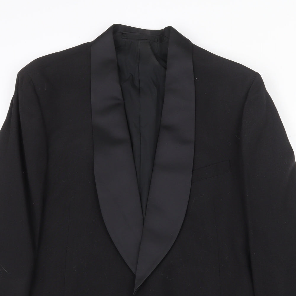 Burton Mens Black Wool Tuxedo Suit Jacket Size 42 Regular