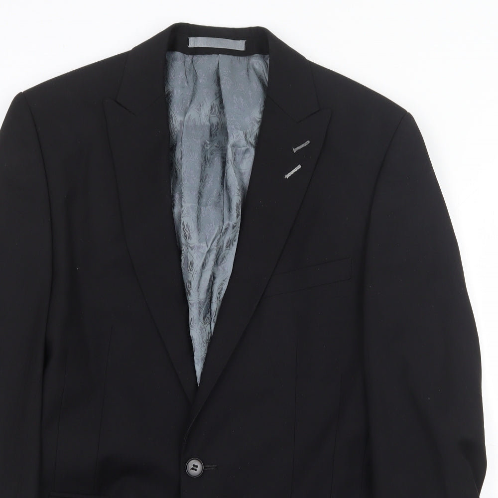 Red Herring Mens Black Polyester Jacket Suit Jacket Size 36 Regular