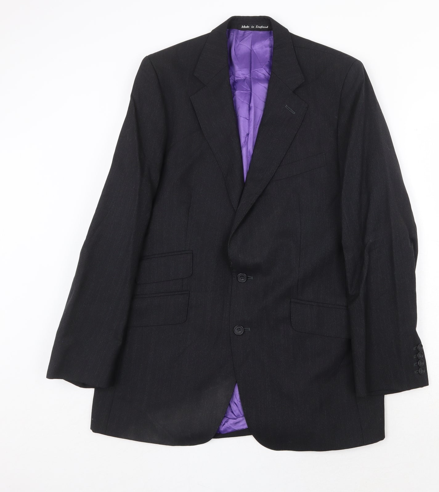 Walker Slater Mens Black Striped Wool Jacket Suit Jacket Size 42 Regular