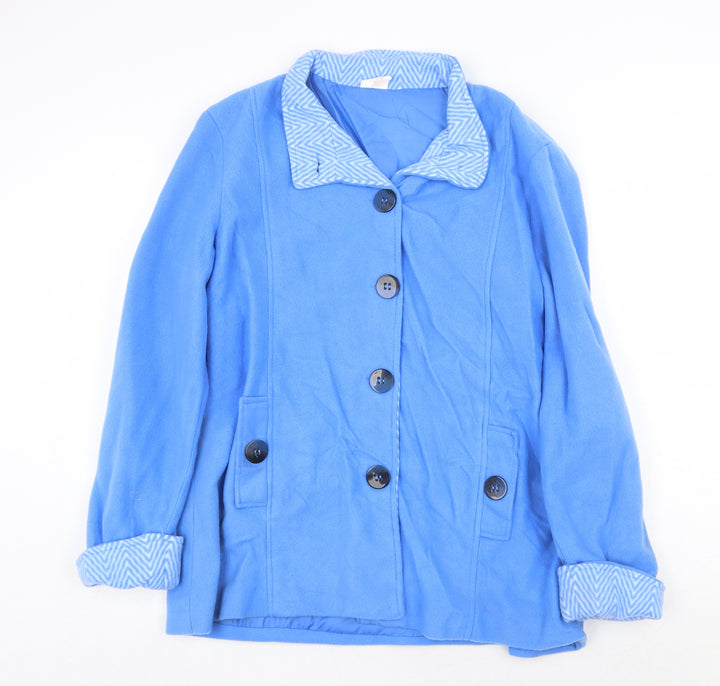 Anne de Lancay Womens Blue Pea Coat Coat Size M Button