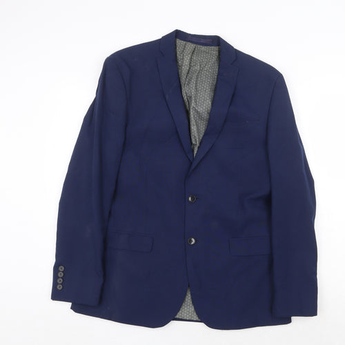 Limehaus Mens Blue Polyester Jacket Suit Jacket Size 40 Regular