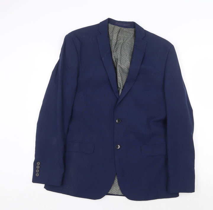 Limehaus Mens Blue Polyester Jacket Suit Jacket Size 40 Regular