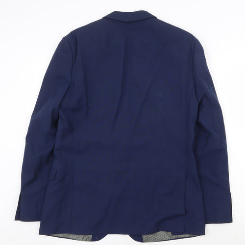 Limehaus Mens Blue Polyester Jacket Suit Jacket Size 40 Regular