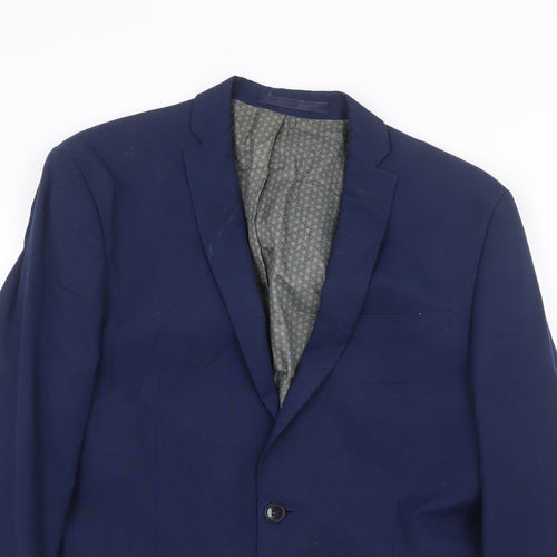 Limehaus Mens Blue Polyester Jacket Suit Jacket Size 40 Regular