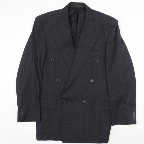 Marks and Spencer Mens Grey Geometric Polyester Jacket Suit Jacket Size 38 Regular