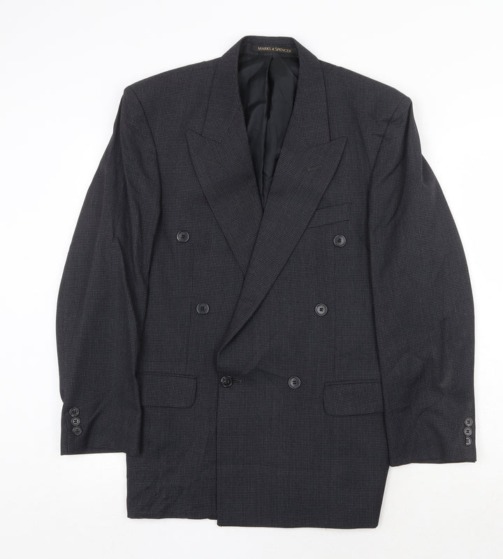 Marks and Spencer Mens Grey Geometric Polyester Jacket Suit Jacket Size 38 Regular