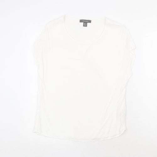 Primark Womens White Viscose Basic T-Shirt Size 6 Boat Neck