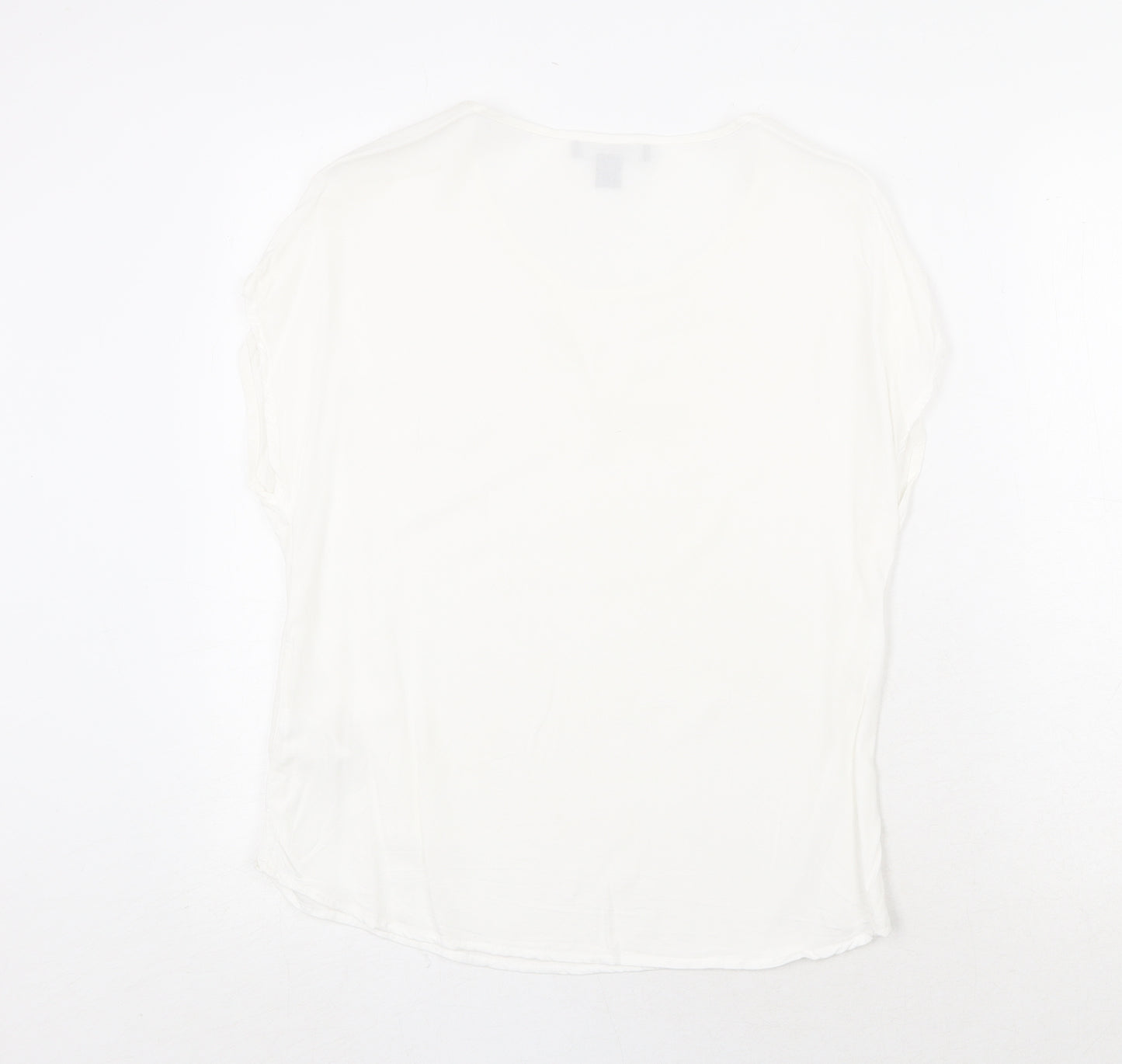 Primark Womens White Viscose Basic T-Shirt Size 6 Boat Neck