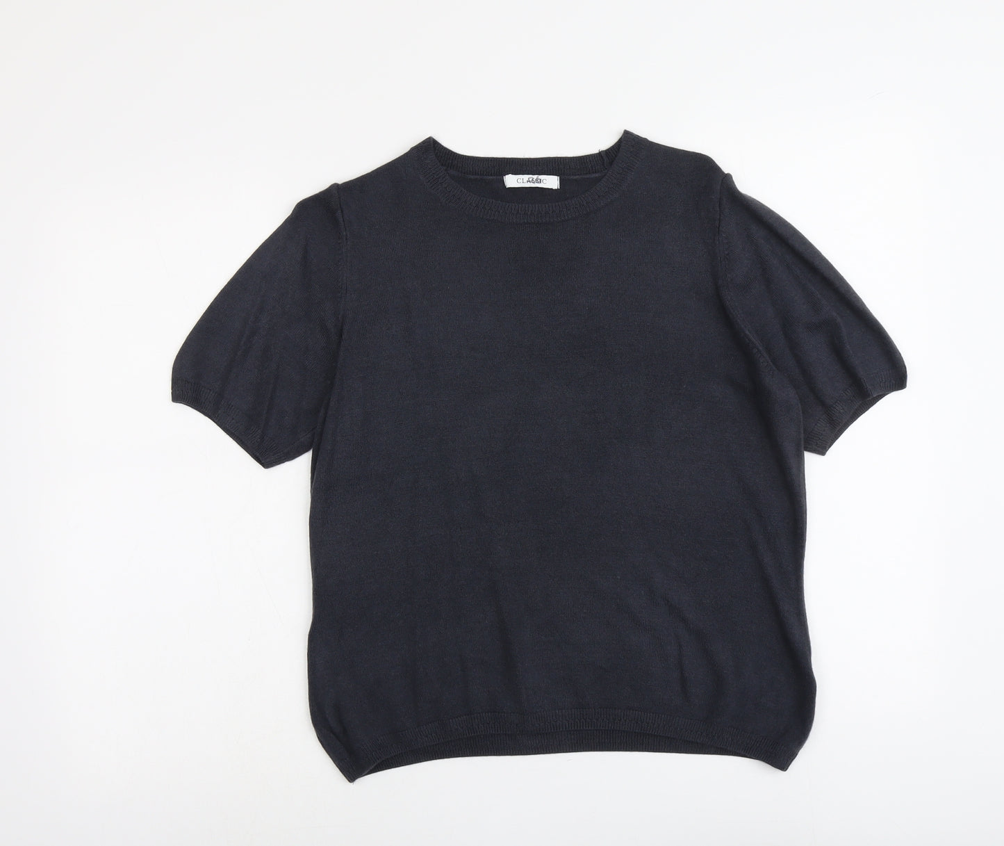 Marks and Spencer Womens Grey Round Neck Acrylic Pullover Jumper Size 14