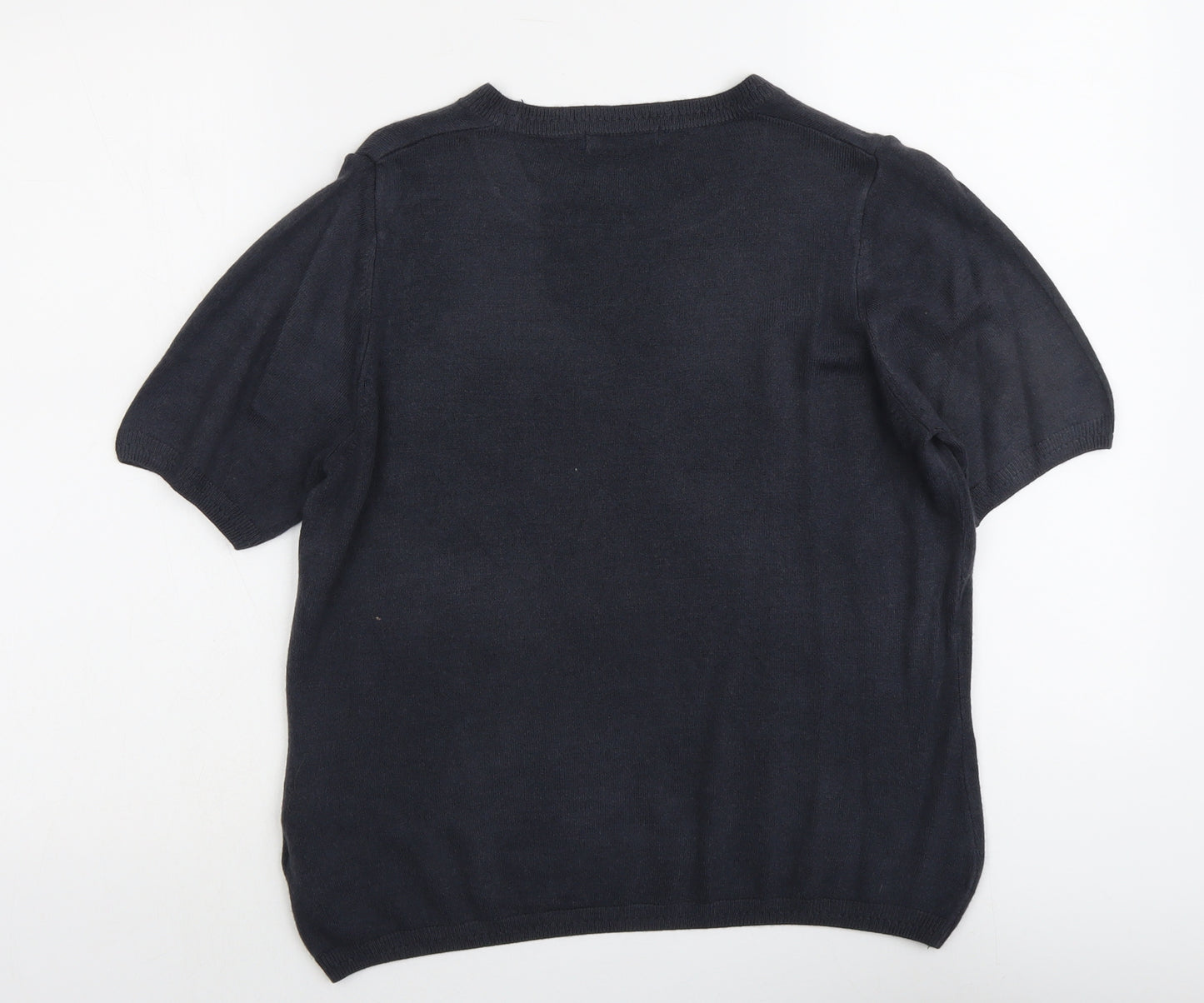 Marks and Spencer Womens Grey Round Neck Acrylic Pullover Jumper Size 14