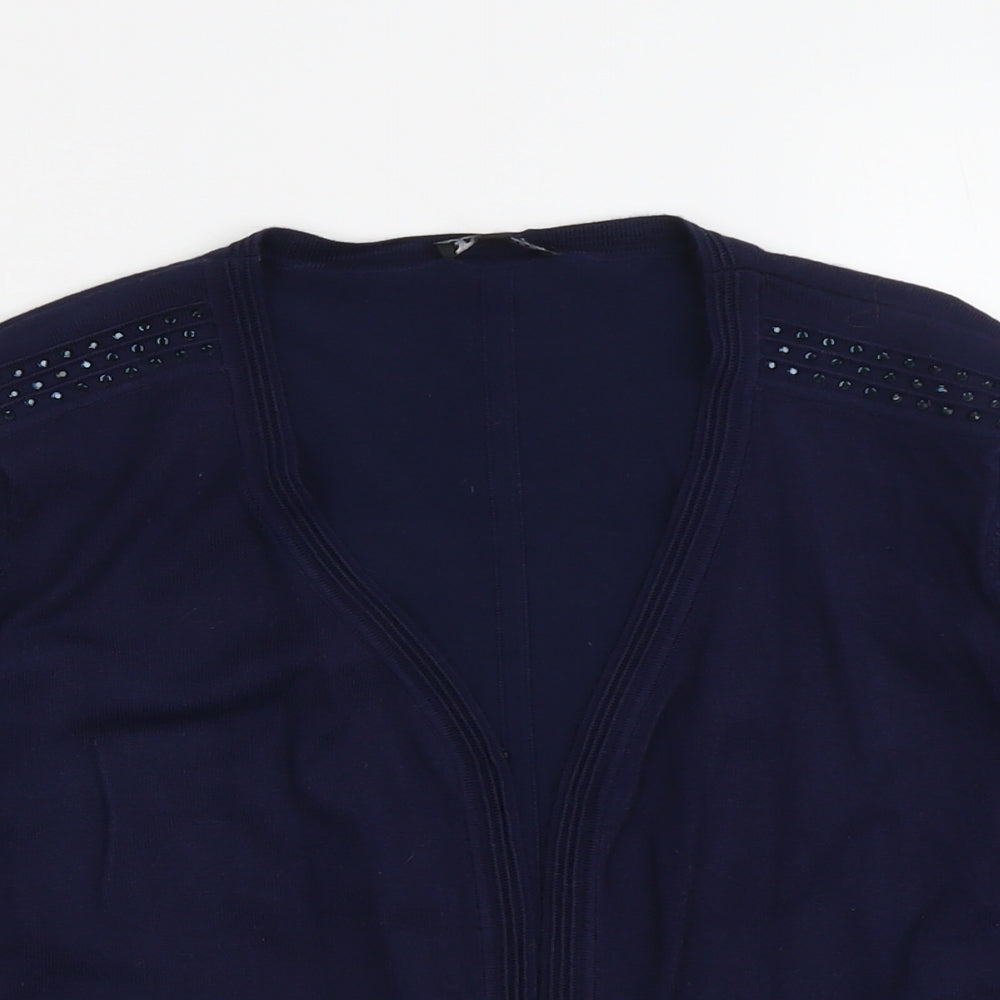 Casamia Womens Blue V-Neck Viscose Cardigan Jumper Size M