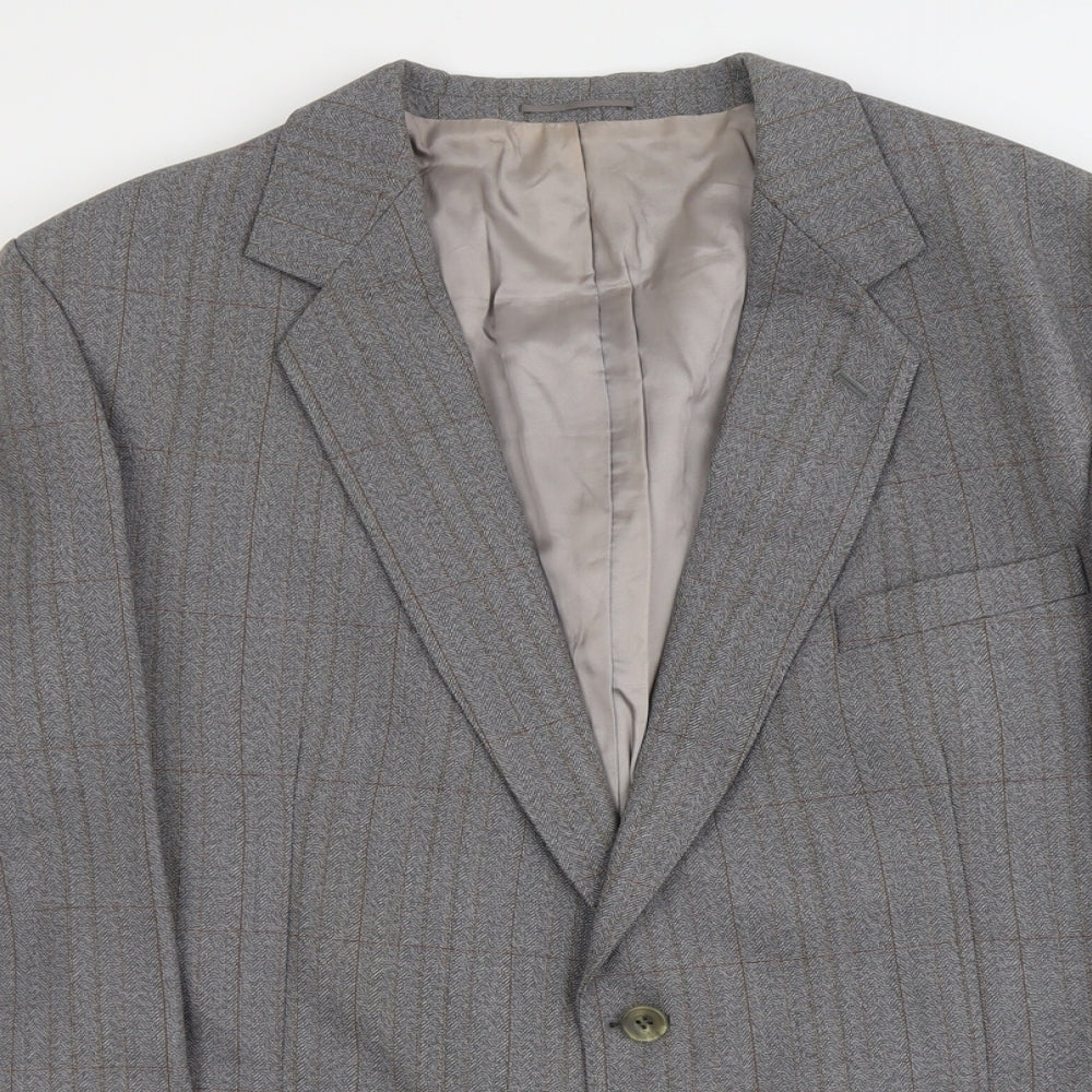 Magee Mens Grey Check Wool Jacket Suit Jacket Size XL Regular