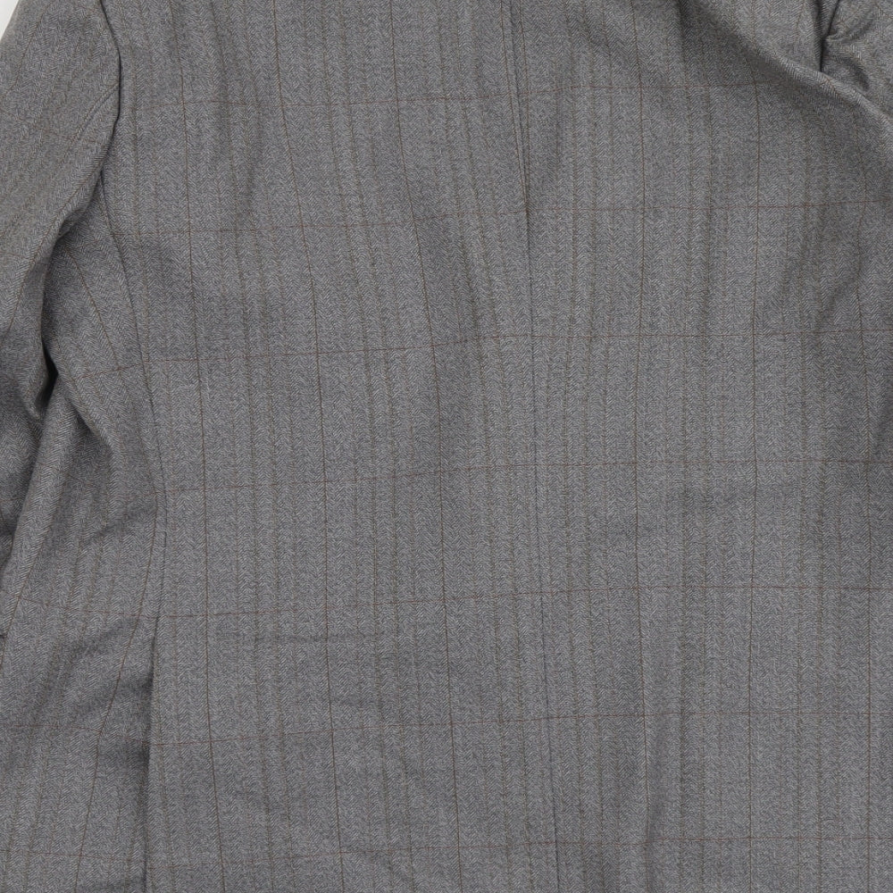 Magee Mens Grey Check Wool Jacket Suit Jacket Size XL Regular