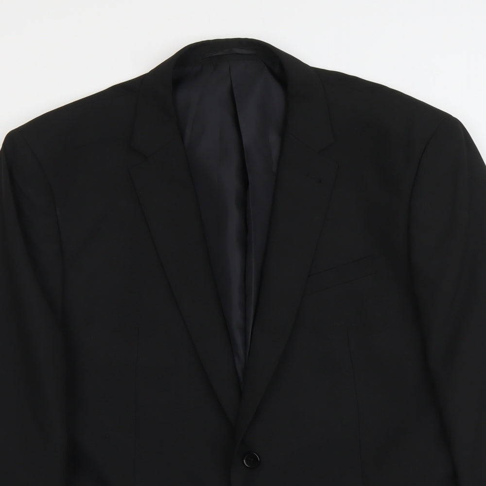 F&F Mens Black Polyester Jacket Suit Jacket Size L Regular