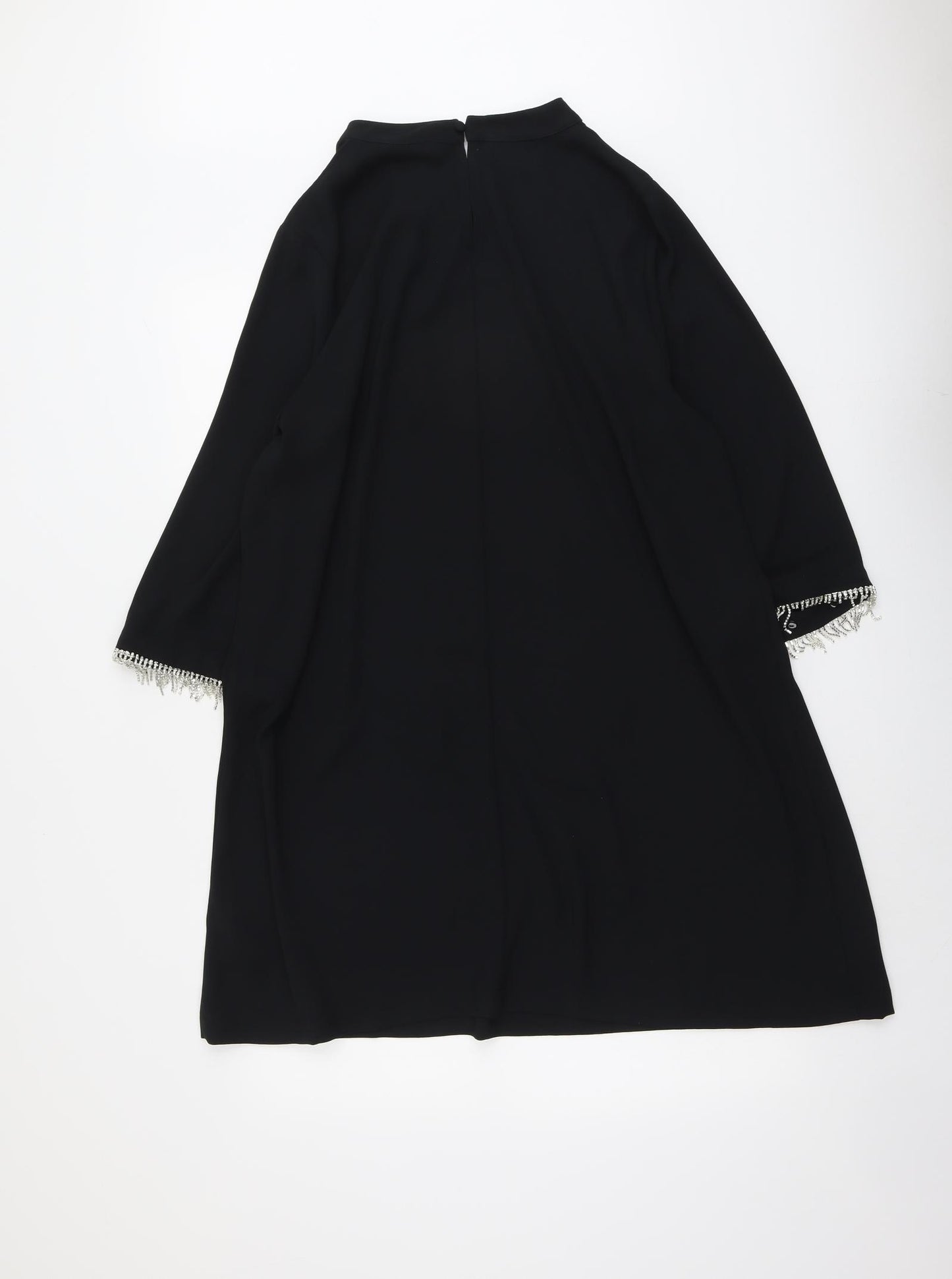 Marks and Spencer Womens Black Polyester Trapeze & Swing Size 18 Round Neck Button