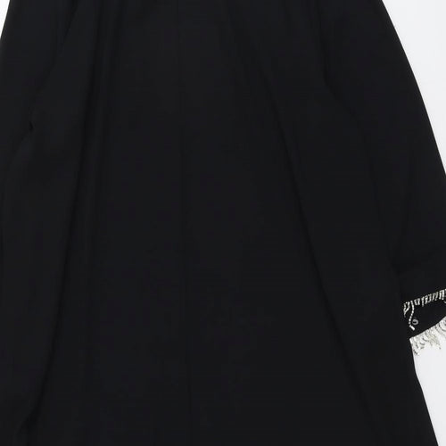 Marks and Spencer Womens Black Polyester Trapeze & Swing Size 18 Round Neck Button