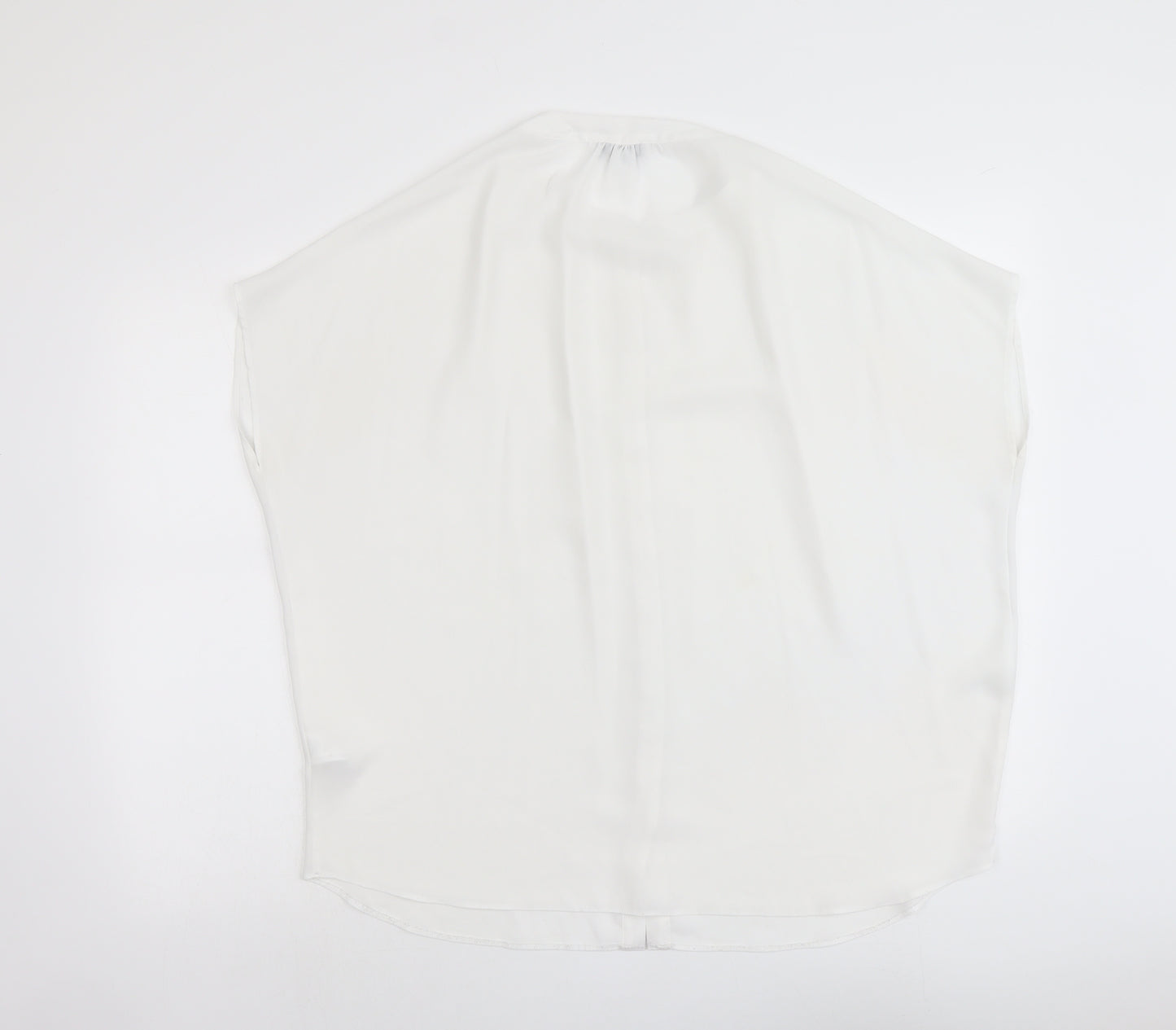 Warehouse Womens White Polyester Basic Button-Up Size 14 Round Neck