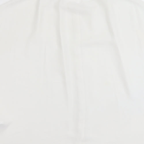 Warehouse Womens White Polyester Basic Button-Up Size 14 Round Neck