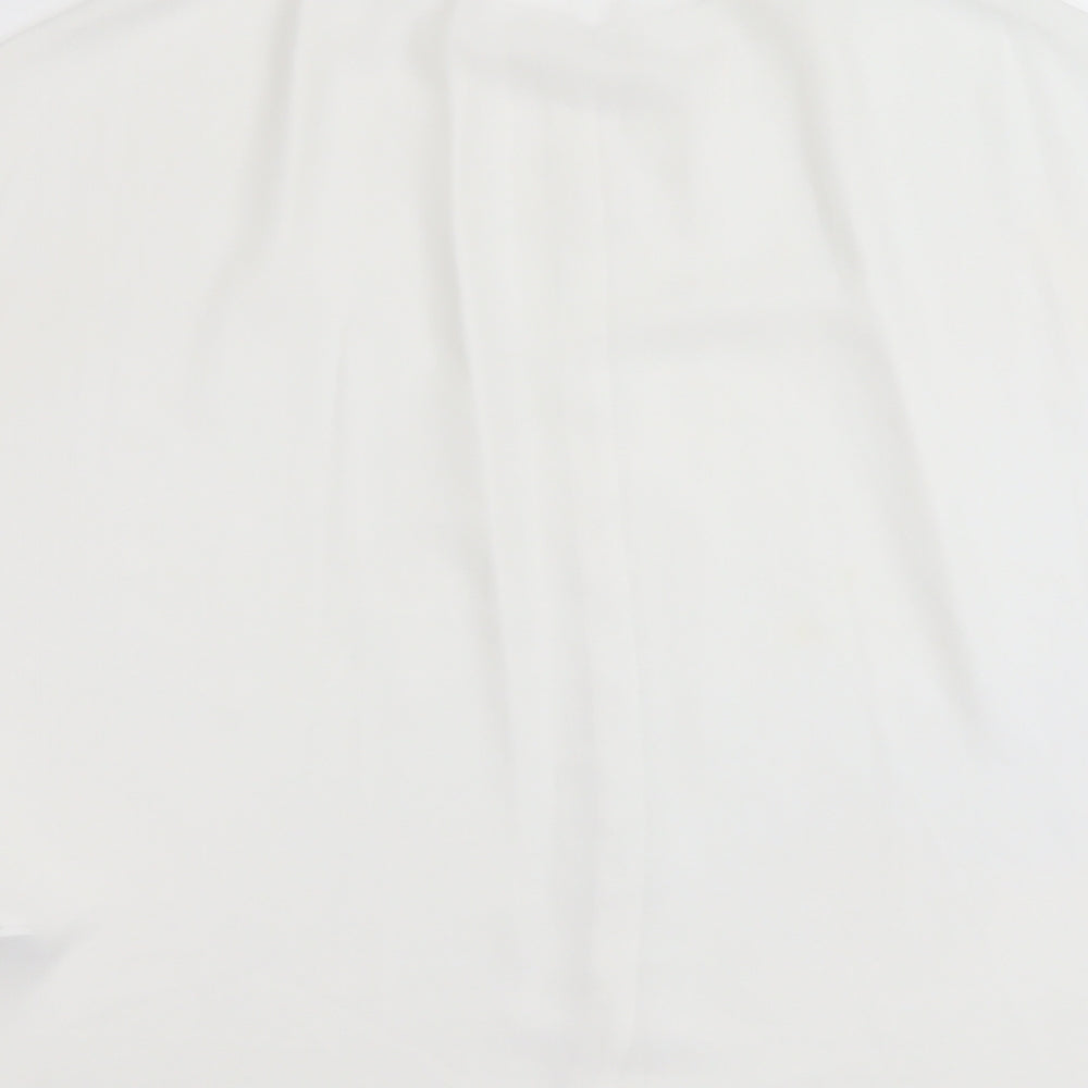 Warehouse Womens White Polyester Basic Button-Up Size 14 Round Neck