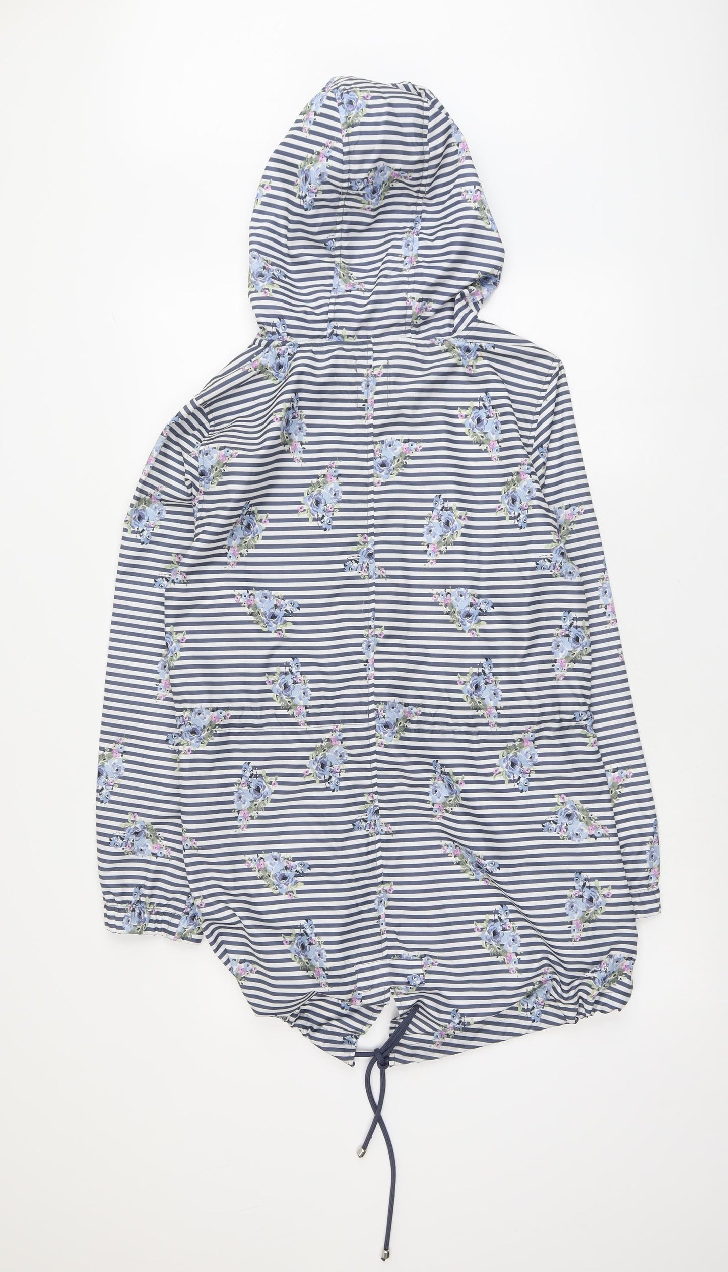 Primark Womens Blue Geometric Rain Coat Coat Size M Zip