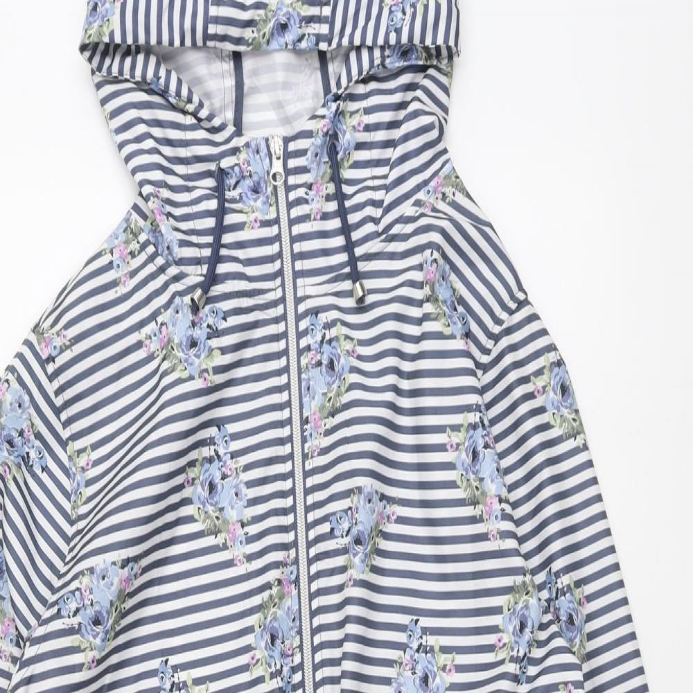 Primark Womens Blue Geometric Rain Coat Coat Size M Zip