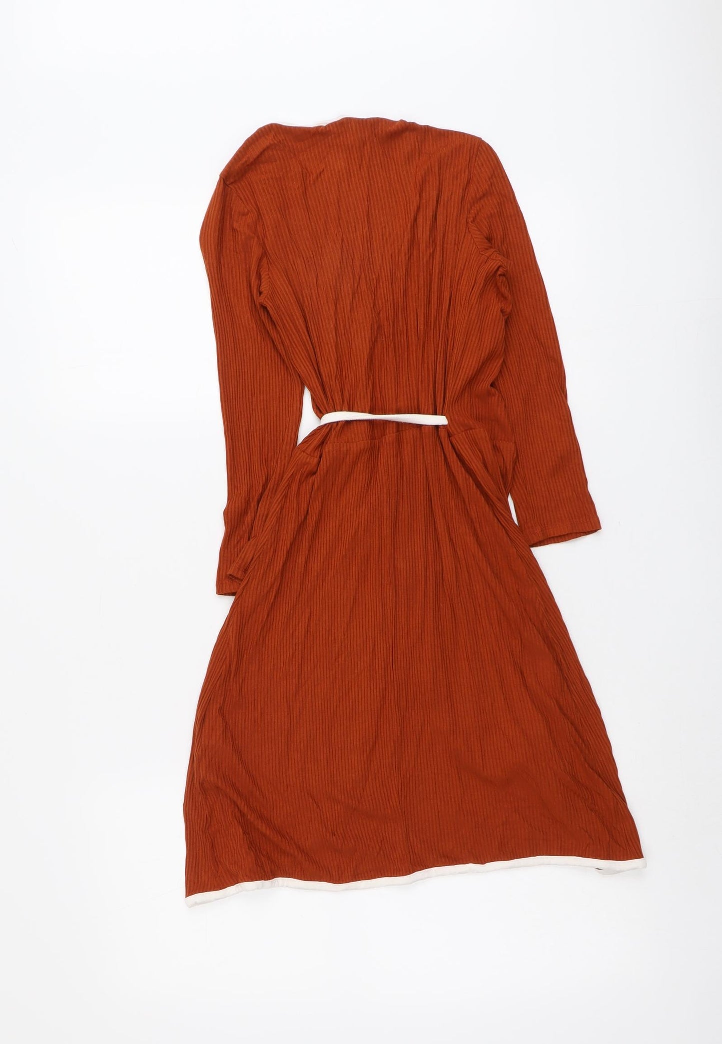 FOREVER 21 Womens Brown Viscose Trapeze & Swing Size S V-Neck Tie