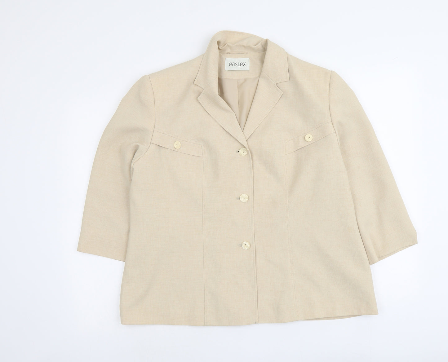 Eastex Womens Beige Jacket Blazer Size 16 Button
