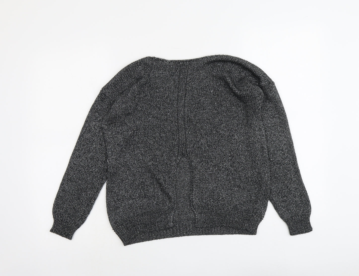 River Island Womens Silver V-Neck Acrylic Pullover Jumper Size 8