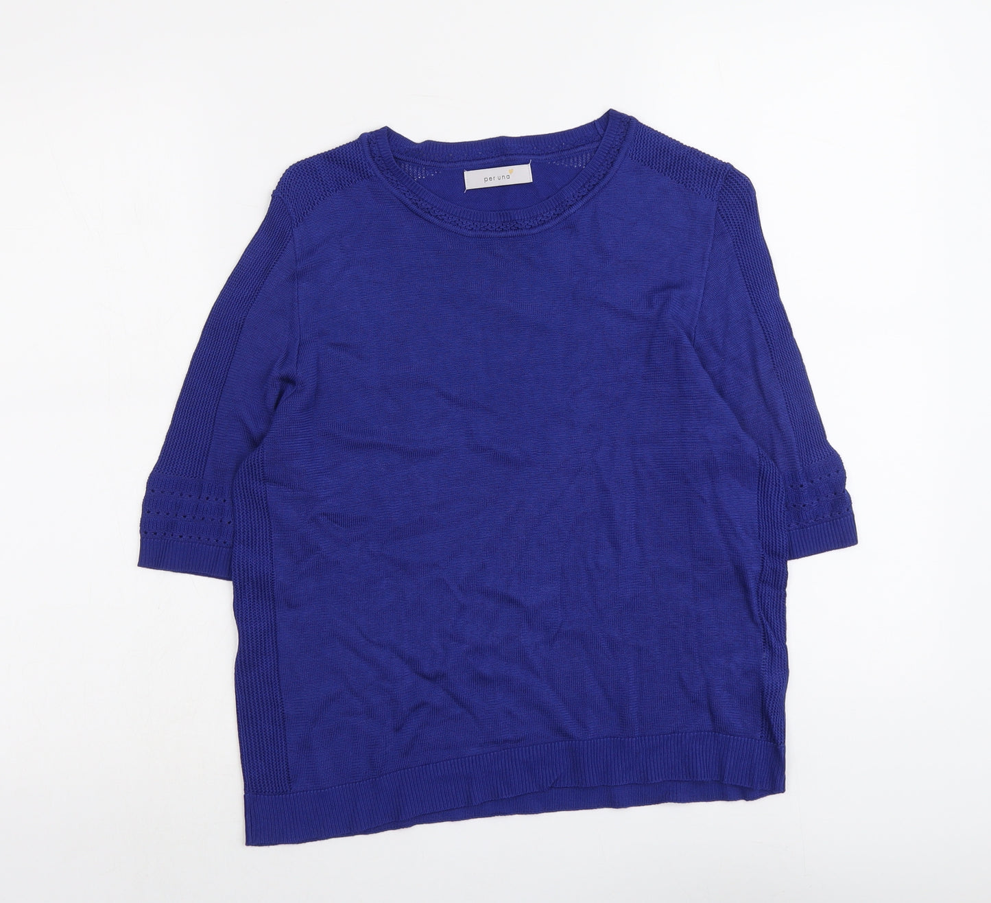 Per Una Womens Blue Round Neck Viscose Pullover Jumper Size 14