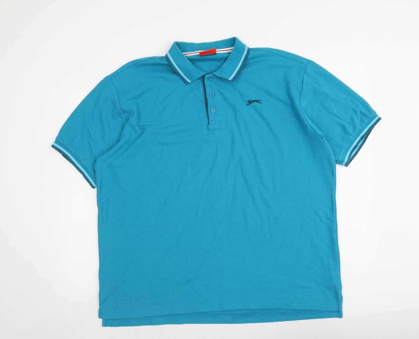 Slazenger Mens Blue Cotton Polo Size 2XL Collared Button