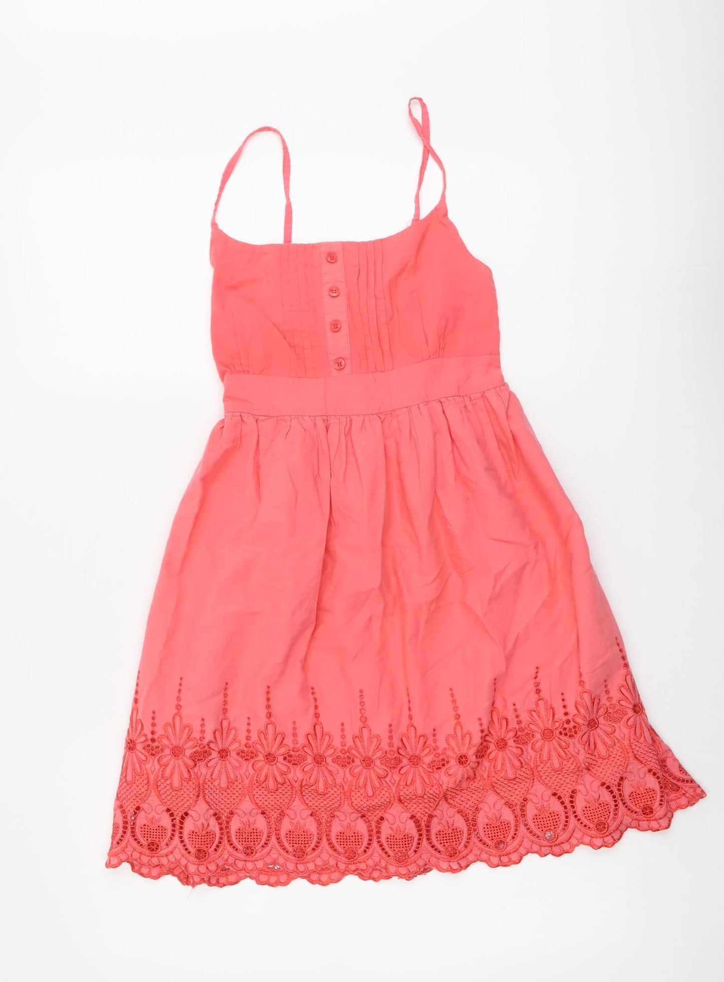 New Look Womens Pink Cotton Tank Dress Size 10 Round Neck Pullover