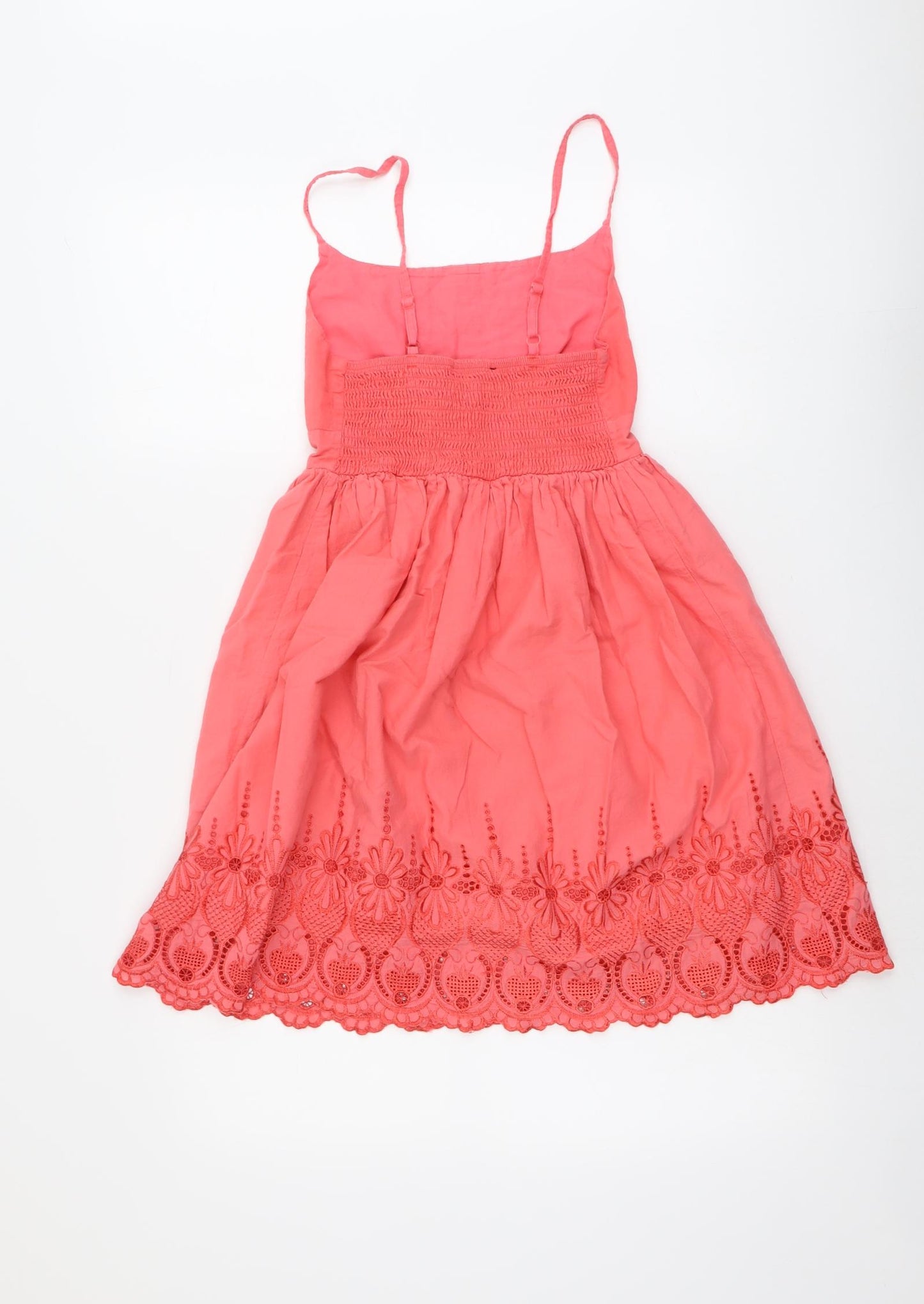 New Look Womens Pink Cotton Tank Dress Size 10 Round Neck Pullover
