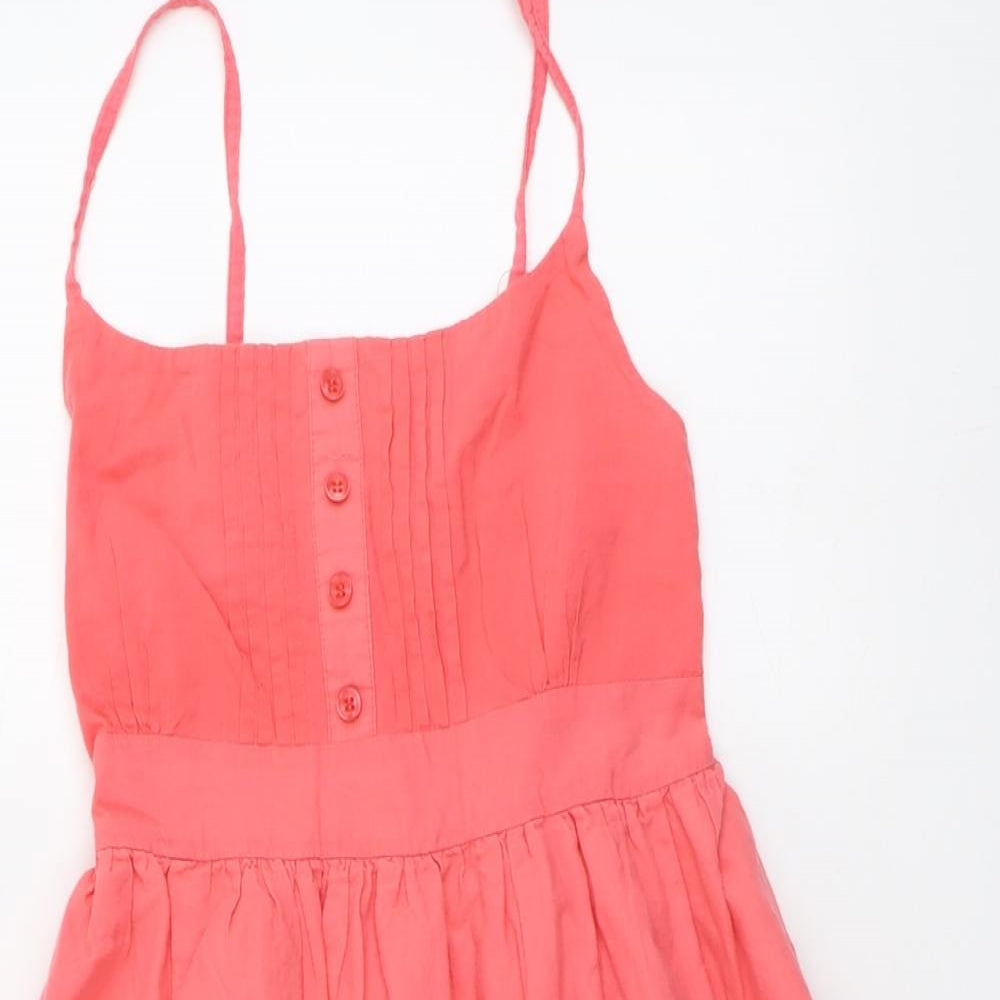 New Look Womens Pink Cotton Tank Dress Size 10 Round Neck Pullover