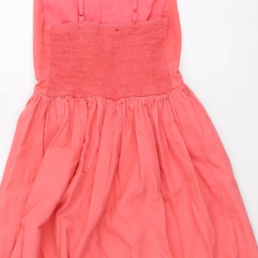 New Look Womens Pink Cotton Tank Dress Size 10 Round Neck Pullover