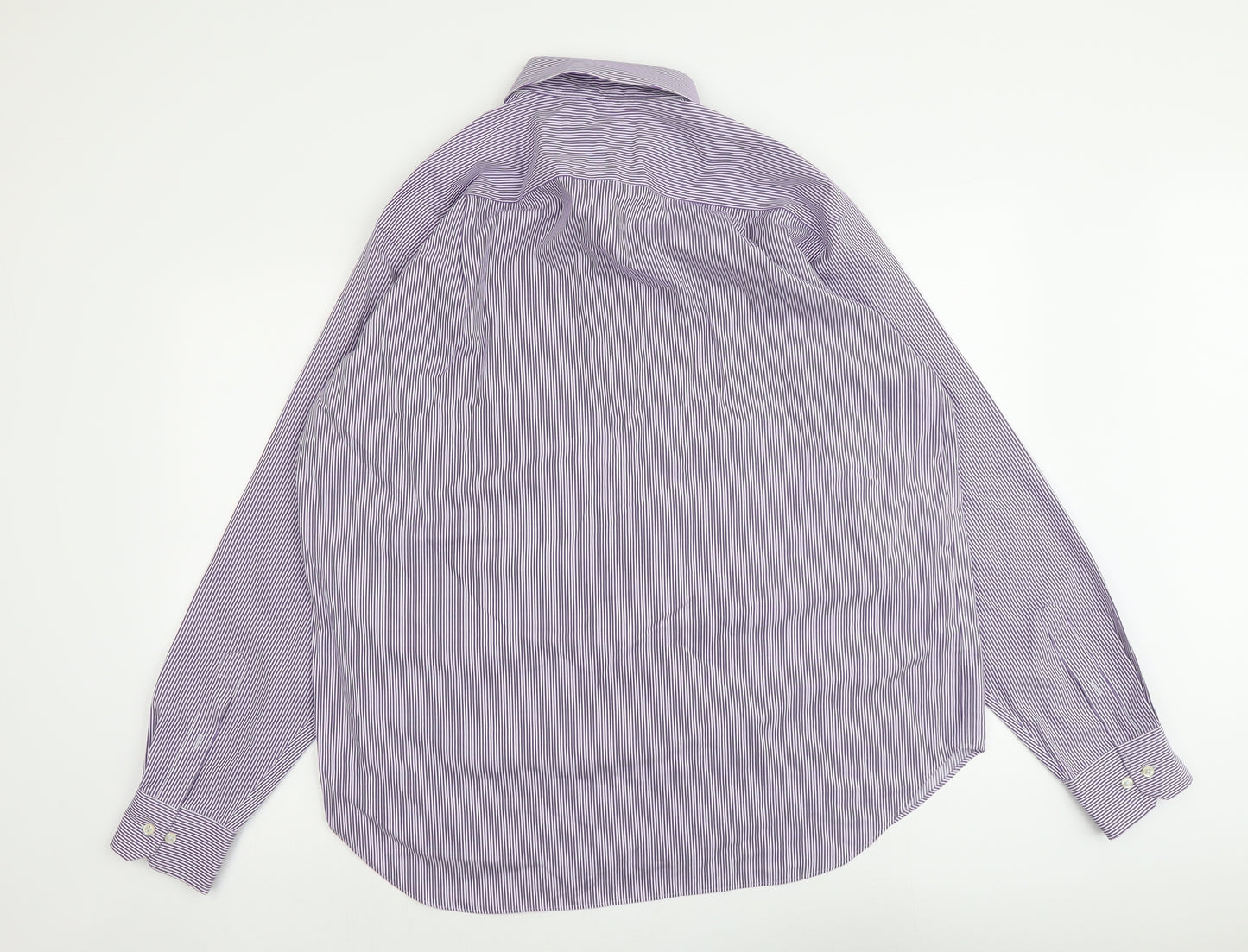 Marks and Spencer Mens Purple Geometric Cotton Button-Up Size 17.5 Collared Button