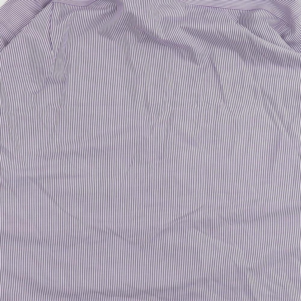 Marks and Spencer Mens Purple Geometric Cotton Button-Up Size 17.5 Collared Button