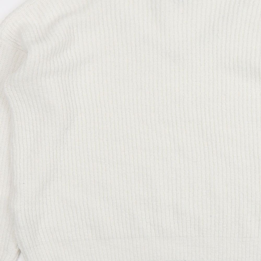 Atmosphere Womens White V-Neck Acrylic Pullover Jumper Size M