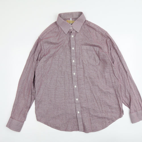 Collezione Mens Pink Geometric Cotton Button-Up Size 18.5 Collared Button