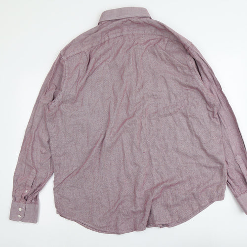 Collezione Mens Pink Geometric Cotton Button-Up Size 18.5 Collared Button