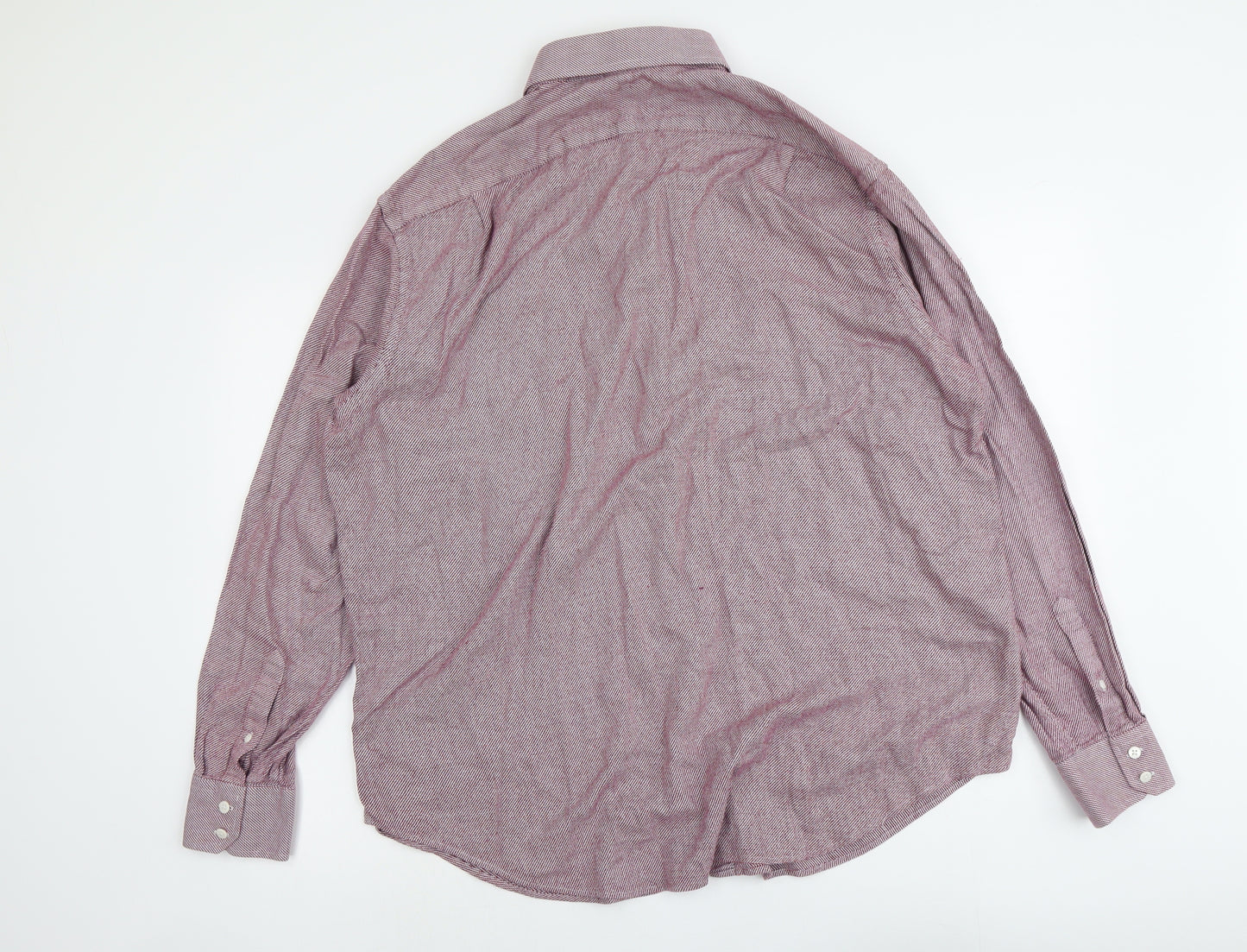 Collezione Mens Pink Geometric Cotton Button-Up Size 18.5 Collared Button