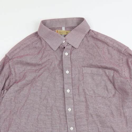 Collezione Mens Pink Geometric Cotton Button-Up Size 18.5 Collared Button