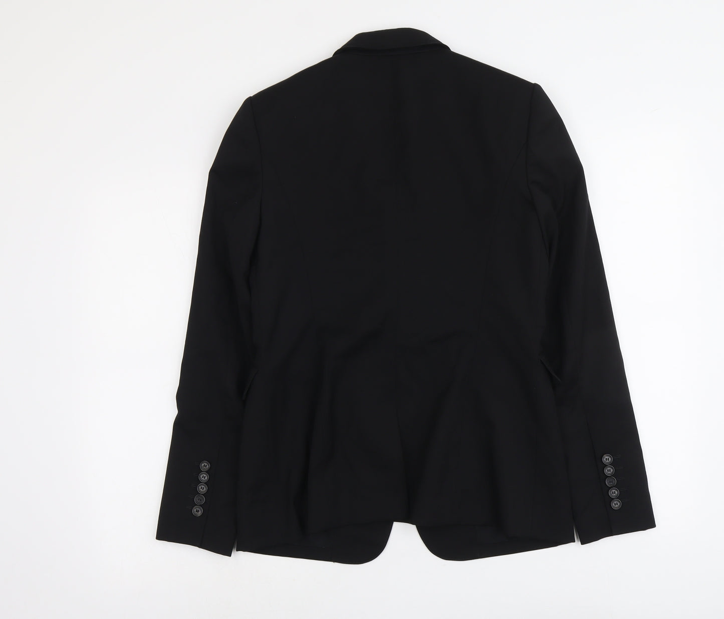 Burberry Womens Black Wool Jacket Blazer Size 8 - Five-Button Jacket Sleeve