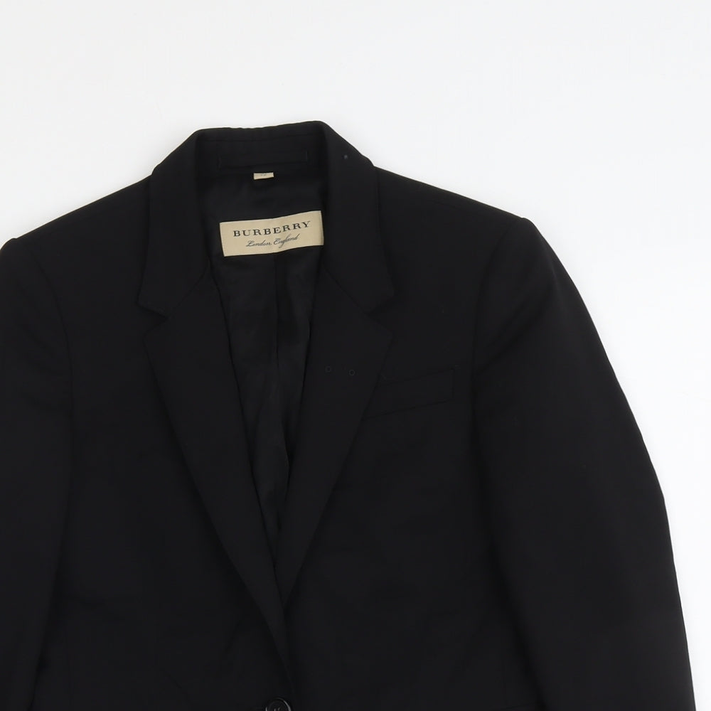 Burberry Womens Black Wool Jacket Blazer Size 8 - Five-Button Jacket Sleeve