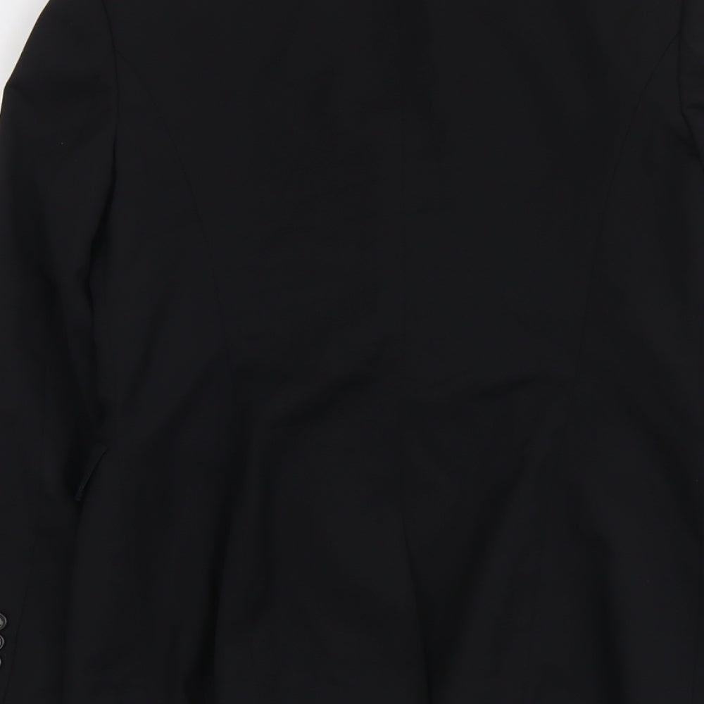 Burberry Womens Black Wool Jacket Blazer Size 8 - Five-Button Jacket Sleeve