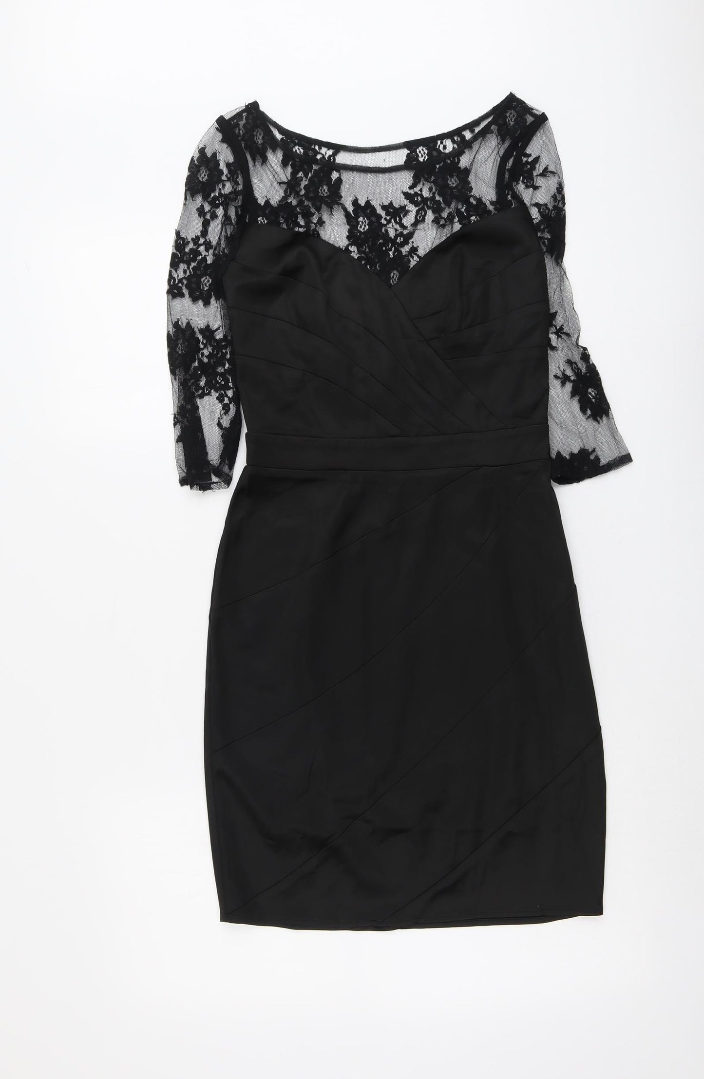 Lipsy Womens Black Floral Polyamide A-Line Size 10 Round Neck Zip