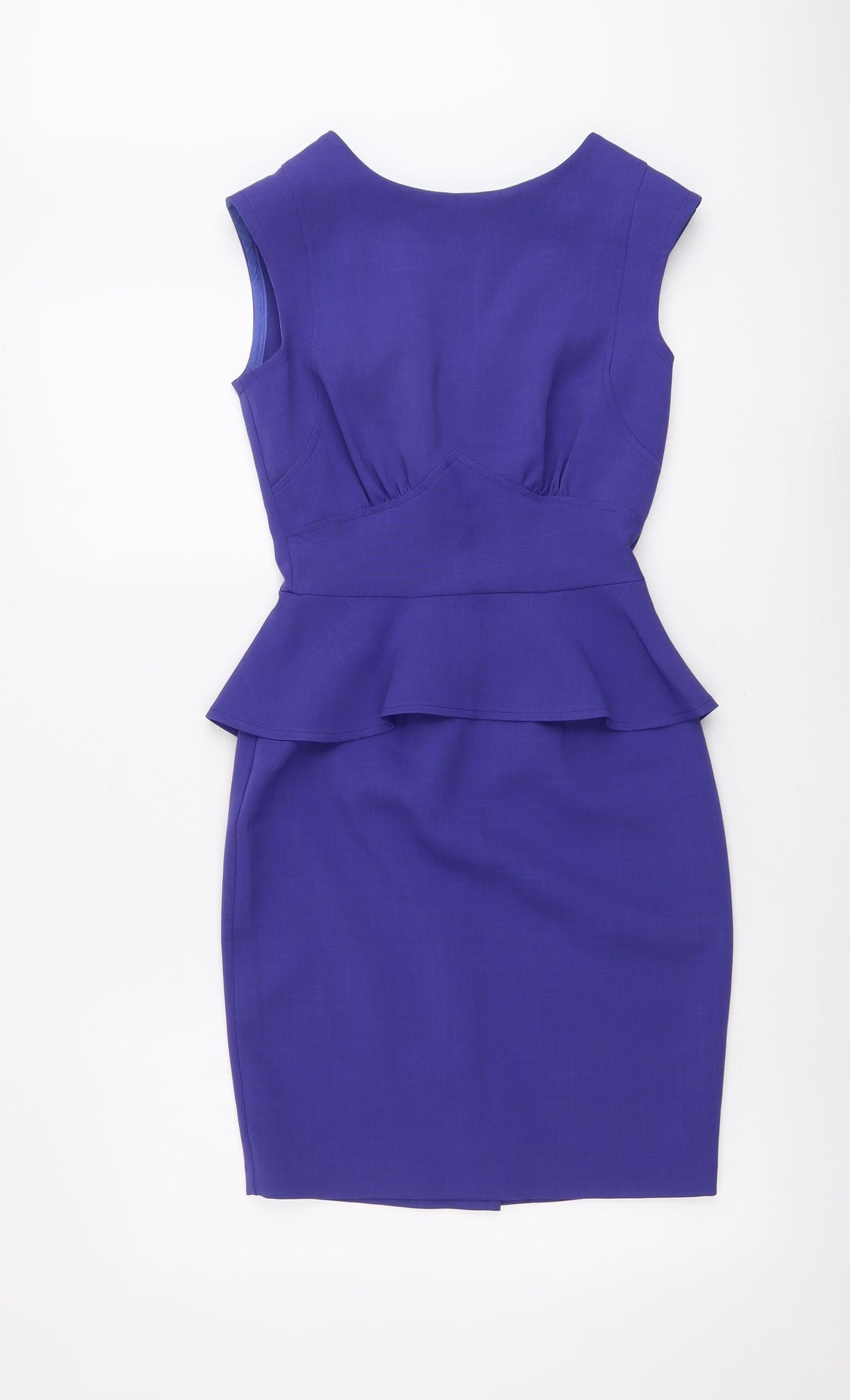 Closet Womens Purple Polyester A-Line Size 8 Round Neck Zip
