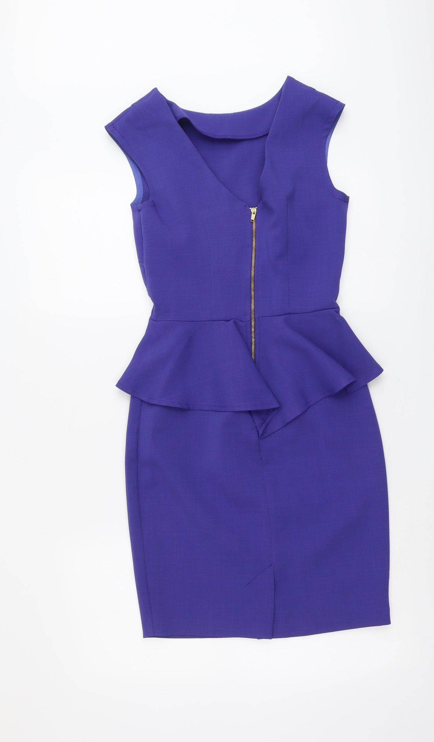 Closet Womens Purple Polyester A-Line Size 8 Round Neck Zip