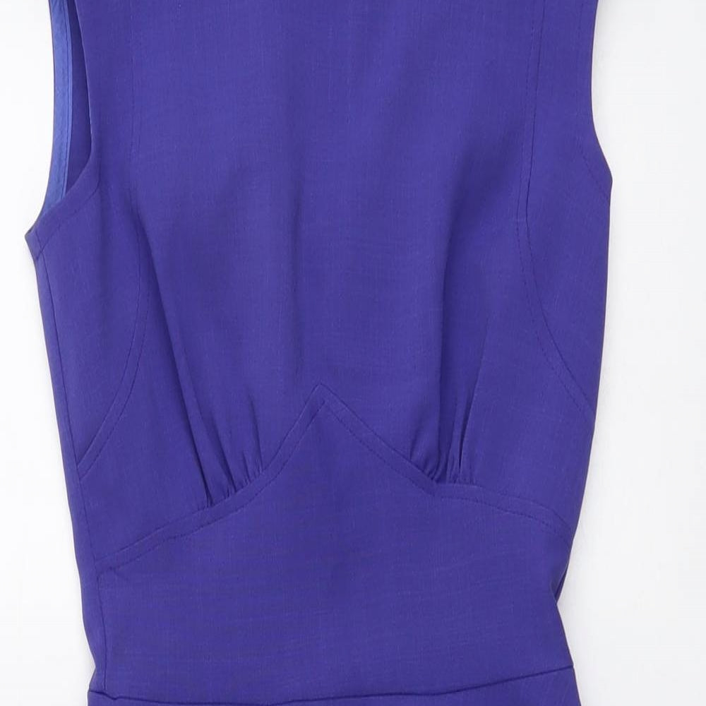 Closet Womens Purple Polyester A-Line Size 8 Round Neck Zip