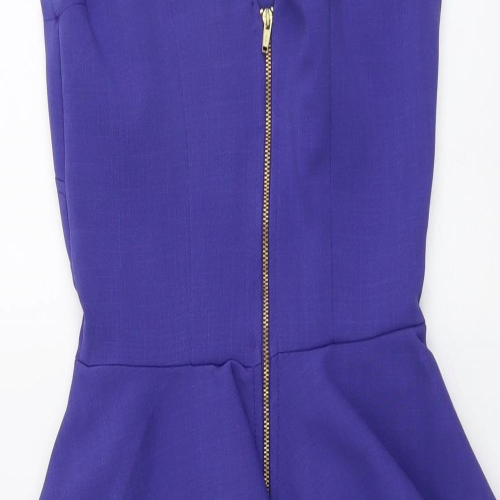 Closet Womens Purple Polyester A-Line Size 8 Round Neck Zip