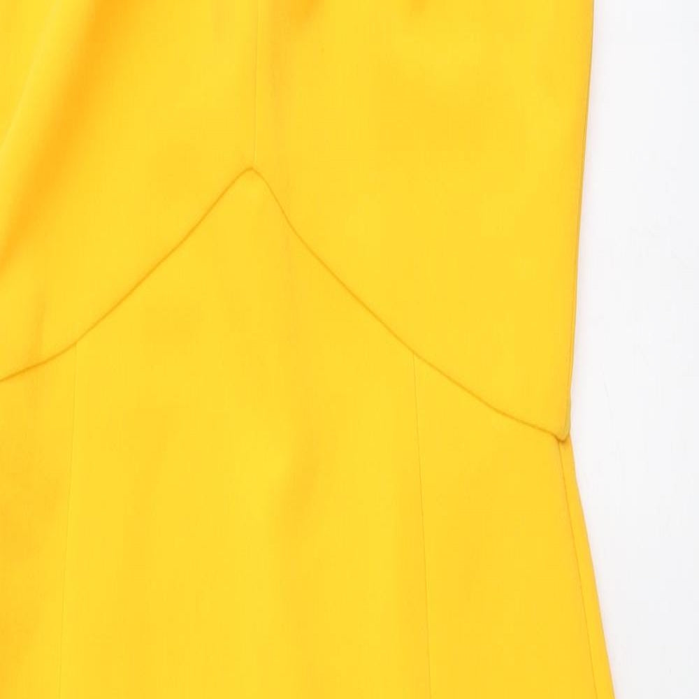 Topshop Womens Orange Polyester Bodycon Size 10 Round Neck Zip